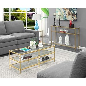 Convenience Concepts Royal Crest 3 Tier Coffee Table Clear Glass / Gold