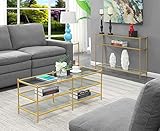 Convenience Concepts Royal Crest 3 Tier Coffee Table, Clear Glass / Gold