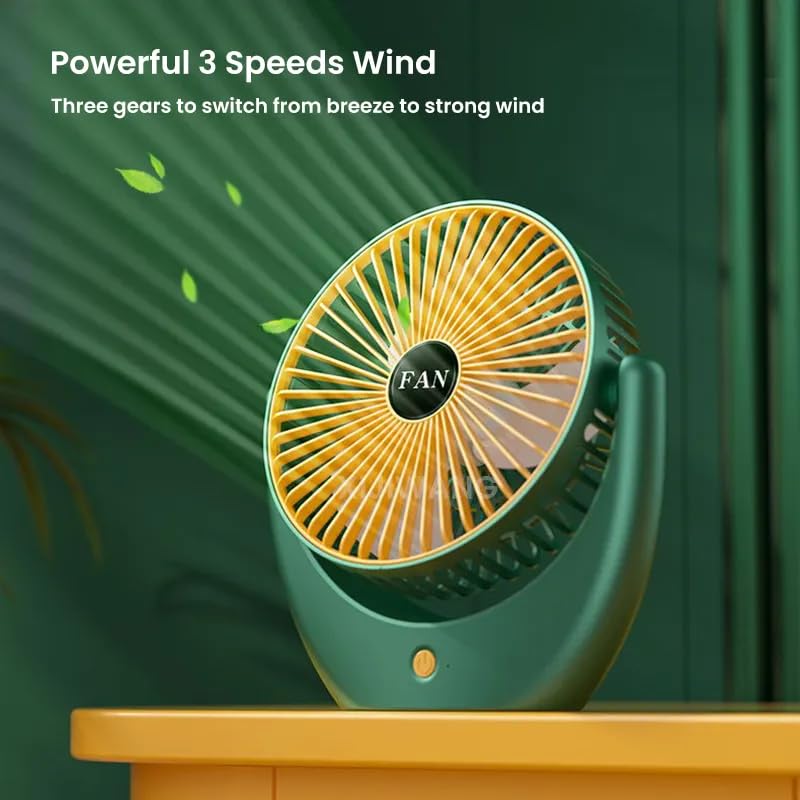 Image of 4000mAh High Speed ๐๐๐๐ก๐๐ซ๐ ๐๐๐๐ฅ๐ Table Fan for Home, ๐๐ฌ๐๐ข๐ฅ๐ฅ๐๐ญ๐ข๐ง๐ ๐๐๐ง with ๐๐๐ ๐๐ข๐ ๐ก๐ญ | ๐๐๐ ๐๐๐ซ๐ฌ๐จ๐ง๐๐ฅ Fan, ๐ ๐๐ฉ๐๐๐ (F0 - Dark Green)