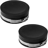 Fernco QC-104 2-Pack 4-Inch Qwik Cap Flexible PVC Pipe Caps with Stainless Steel Clamps - Leak-Proof, Easy Install
