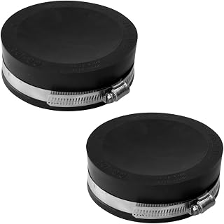 Fernco QC-104 2-Pack 4-Inch Qwik Cap Flexible PVC Pipe Caps with Stainless Steel Clamps - Leak-Proof, Easy Install
