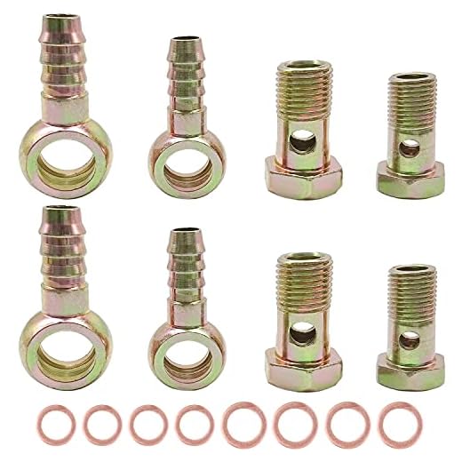 OBPFY 4 Set 12mm & 14mm Diameter Banjo Hose Barb Bolt Fittings,Metric Thread Banjo Bolt Brake Fitting Adapter with Copper Washers for Motorcycle Car