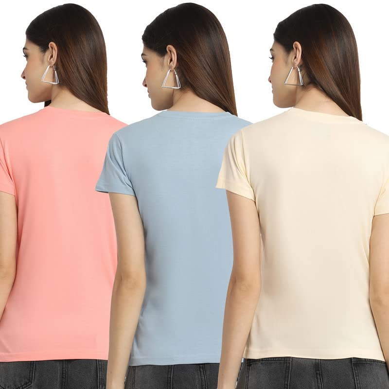 Image of Preneum Women's Cotton Regular Fit Graphic Stylish Printed Short Sleeves Casual T-Shirt || Trend Styles & Style (Pack 3)