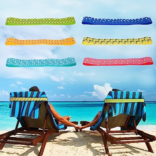 Kaket Elastic Beach Chair Clips Bands 6PC, Beach Towel Holder Rubber