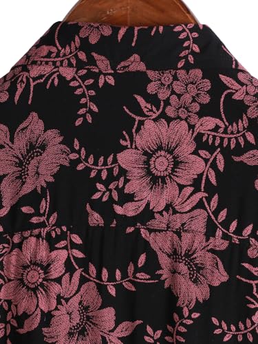 JOTOOK Mens Hawaiian Shirts Short Sleeve Casual Button Down Summer Shirts Floral Beach Vacation Tropical Shirts Large BlackRed Flower - Image 6