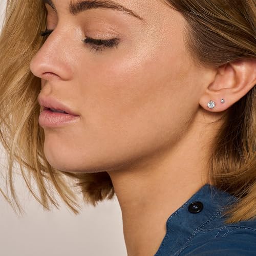 Image of 5 Pairs 14K Gold Plated Stud Earrings for Women, Hypoallergenic Earring Sets for Multiple Piercing, Premium Cubic Zirconia Studs Earrings for Women