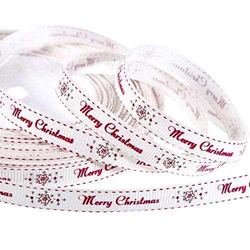 eBoot 98.4 Feet Wrapping Ribbon Merry Christmas Ribbon Grosgrain Ribbon for Christmas Party Decorations Favors