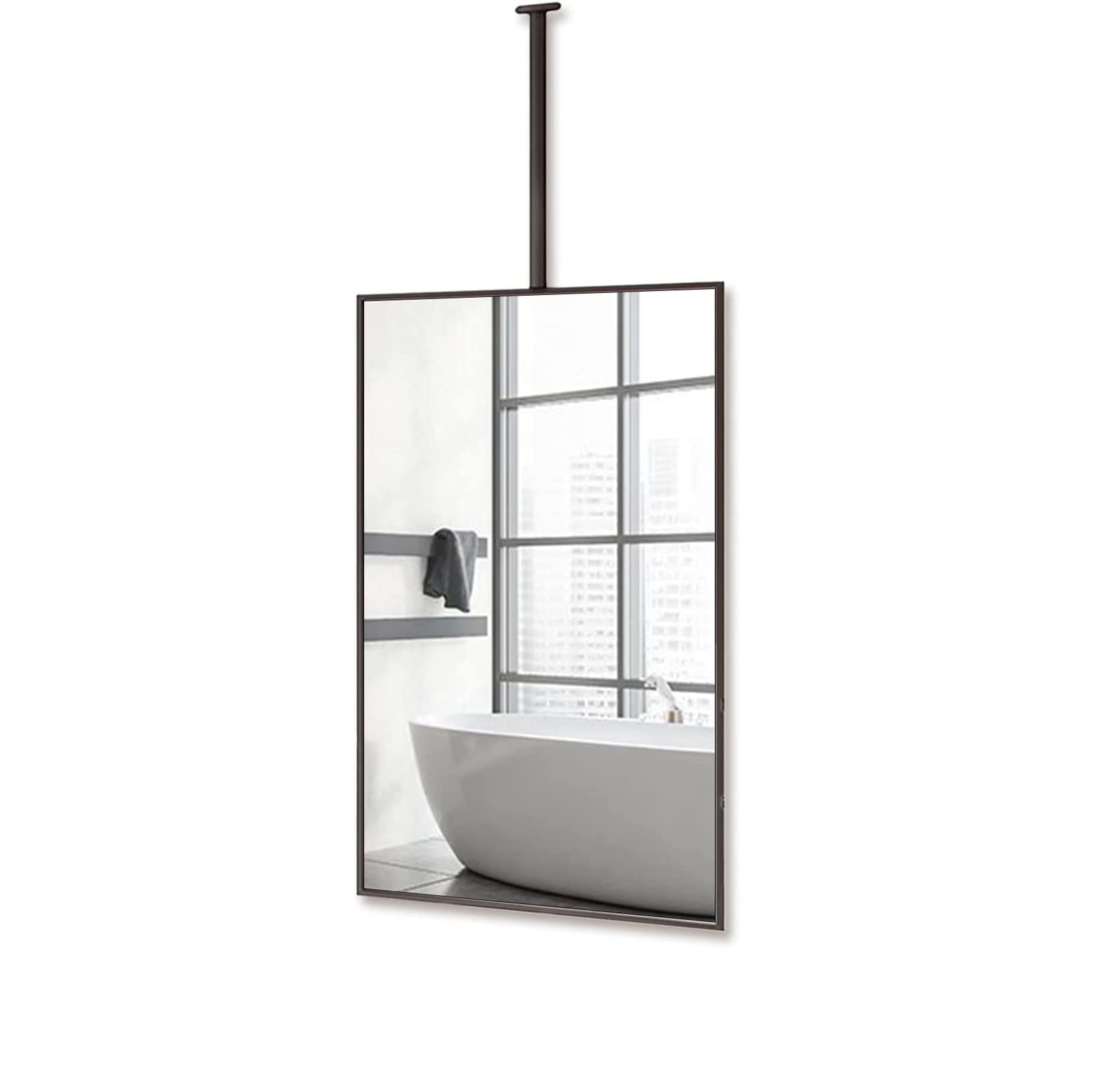Miroir suspendu transparent et pratique cadre metal noir 60x100