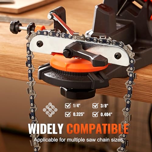 VEVOR Electric Chainsaw Sharpener, 140W Electric Saw Chain Blade Sharpener 5700RPM, Professional Bench Chain Saw Sharpening Tool with 3 Grinding Wheels Fit 0.25" to 0.404" Pitch Chains - Image 5