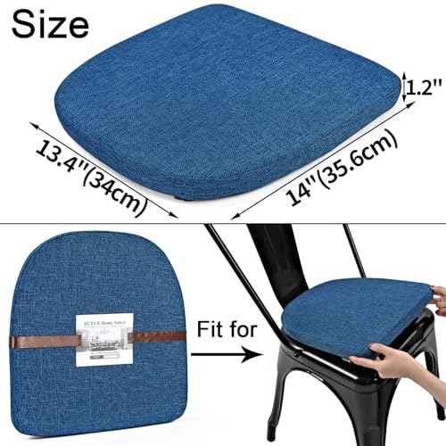 Image of BUYUE Friendly Woven Fabric 14x14 Magnetic Cushion for Metal Chair 1 Piece, Enhanced Anti-Slip Seat Pad for Dining Kitchen Cafe Stackable Chair (U-Shape, Dark Blue, 1 Count)