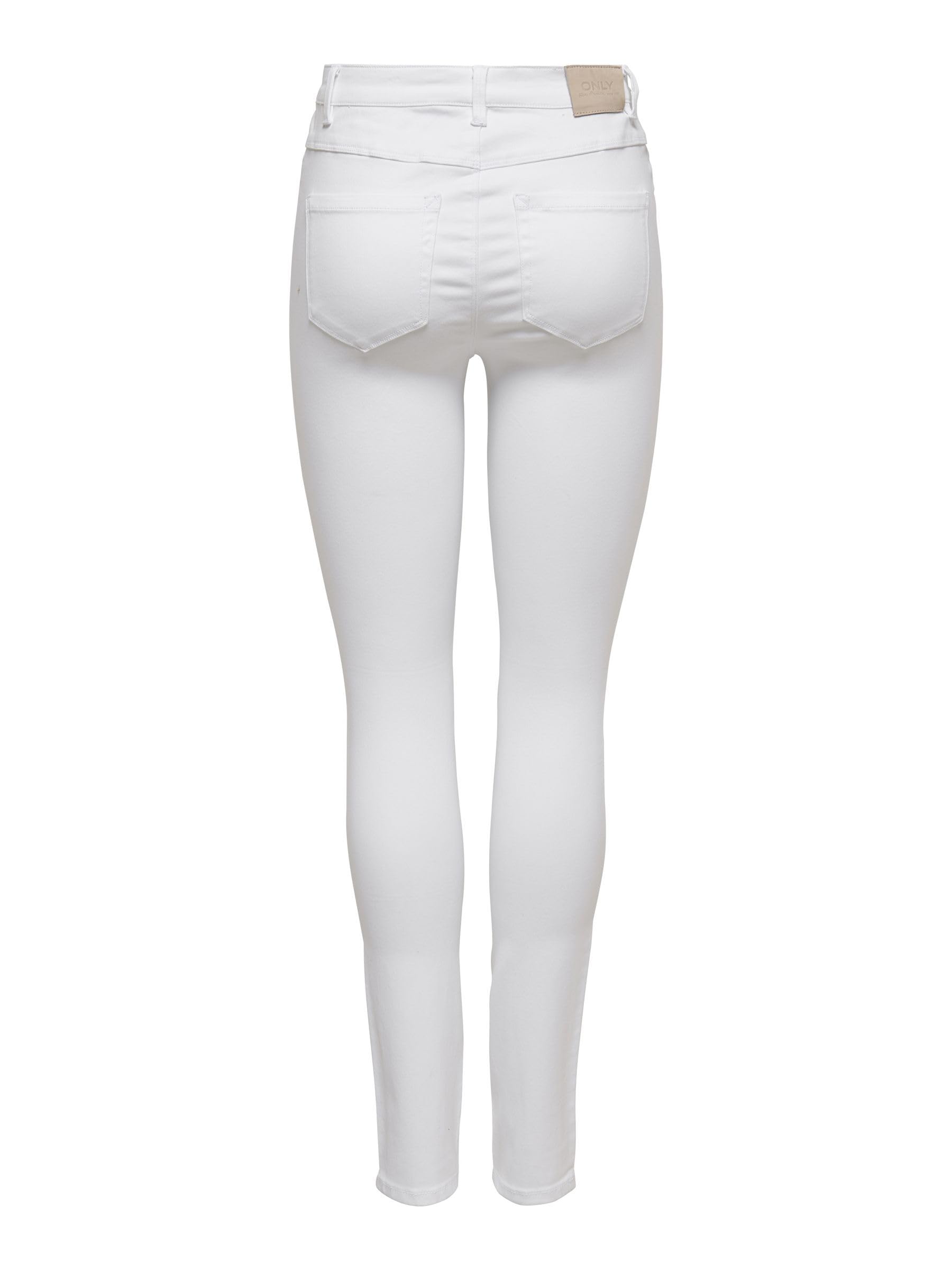 ONLY NOS Onlroyal Hw Sk Jeans White Noos, Vaqueros skinny Mujer, Blanco (White White), 40 /L30 (Talla del fabricante: Large)