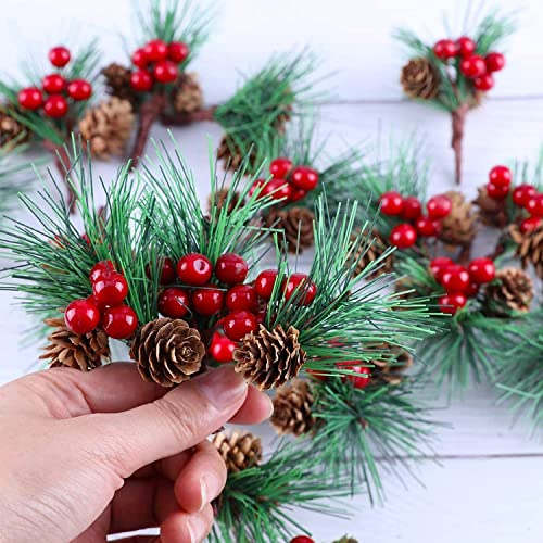 Pics de Noël de baies rouges et pommes de pin pour arrangements - 5