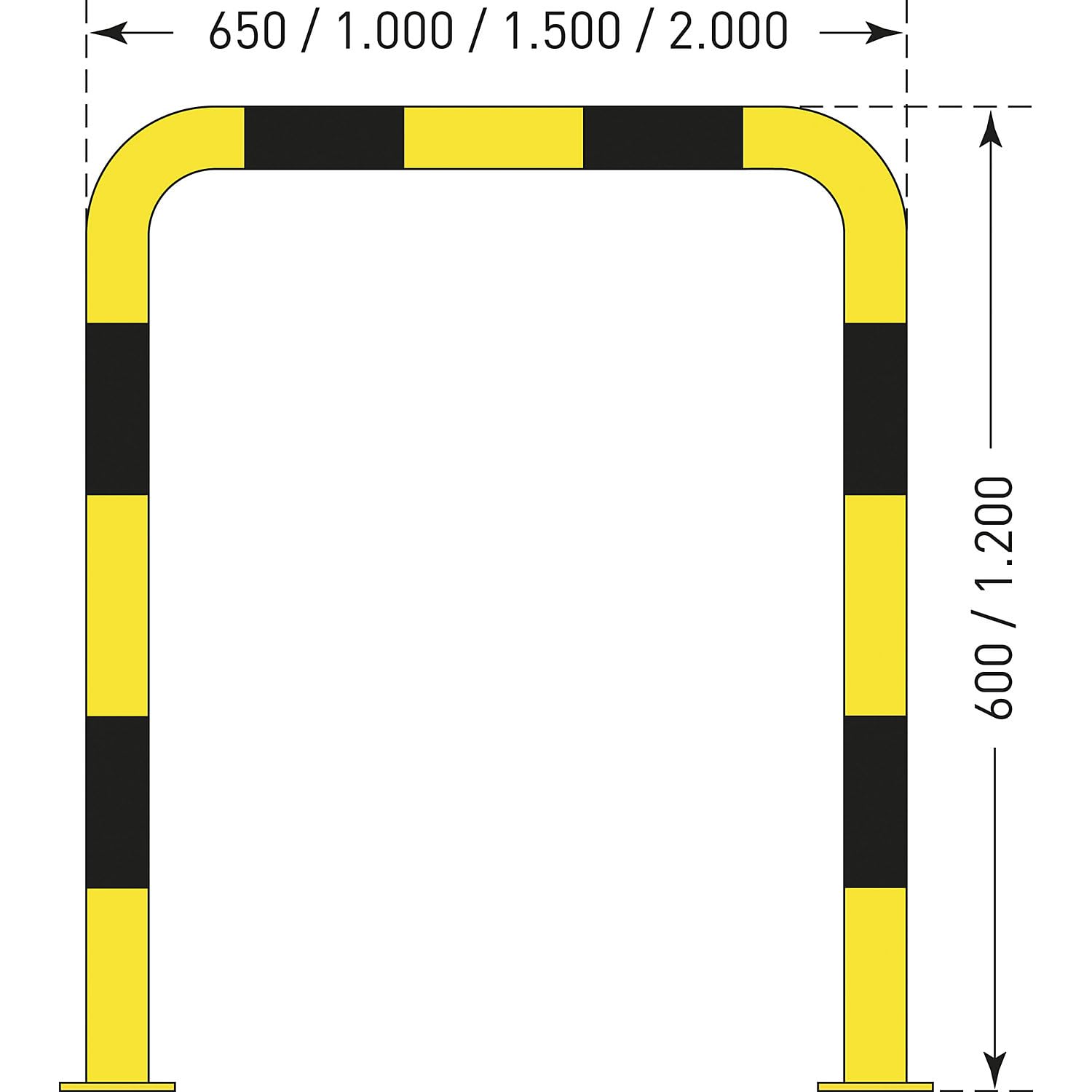 kaiserkraft | Arceau de protection | acier | Ø 108 mm | pour l'intérieur | h x l 600 x 2000 mm