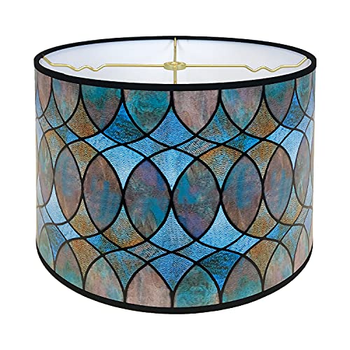 Image of Royal Designs, Inc. Trendy Decorative Handmade Drum Shade, Made in USA, 14in, HBC-8041-14, Cool Hues