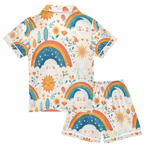 senya Rabbit The Moon Satin Summer Pajama Sets Silk Short Sleeve Button Down Sleepwear2