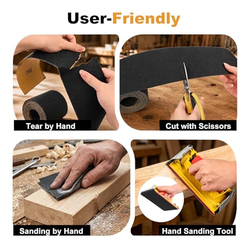 Image of 800 Grit Sandpaper Roll, 3-2 /3 inch Wide 11 Yards Long Wet Dry Sanding Sheet | Very Fine, Silicon Carbide Sand Paper, Tear Resistant Backing, Fine Polishing and Finishing of the Surface