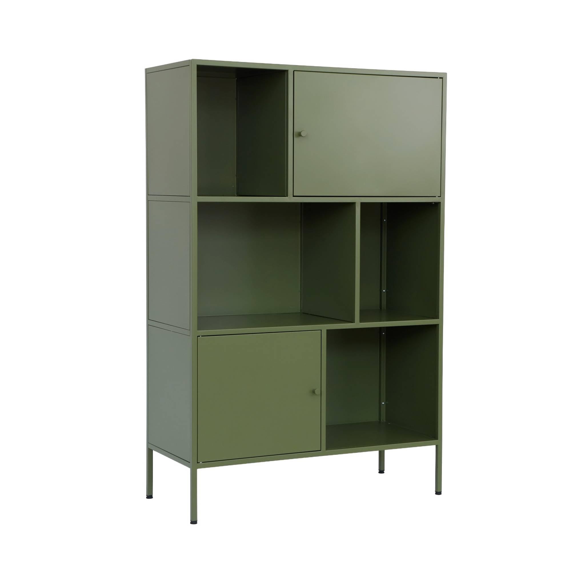 Alice's Garden sweeek - Buffet. Meuble de Rangement Industriel métal Vert 6 Compartiments. L 80 x P 35 x H 125cm - Oklahoma