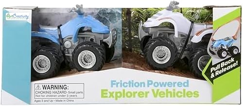 Miniatura 6 de ArtCreativity Land & Sea Friction ATV Set de 2, autos de juguete Push n Go con diseños divertidos, regalos de fiesta de cumpleaños geniales para
