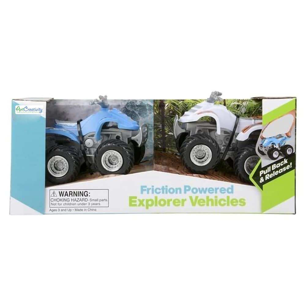 Land & Sea Friction ATV Set de 2, autos de juguete Push n Go con diseños divertidos, regalos de fiesta de cumpleaños geniales para niños, regalos de juego de simulación para niños y 6