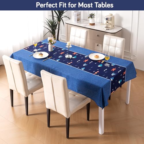 Image of HOKIPO Modern Grace Table Cloth for 4 Seater, 55x71 in, Coral Dream