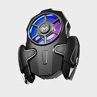 MEMO AK03 Mobile Game Controller,Detachable Auto High Frequency Click Mobile Gaming Trigger Fan Cooler,PUBG Gaming Joystick Trigger Gamepad Cooler with RGB Light,Black