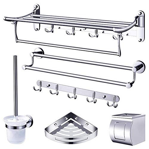 Toalleros Baño Toallero Barra Toalleros Repisa-Accesorios De Baño De Acero Inoxidable Estante Herraje Colgante Traje De Seis Piezas TINATOPWIDE (Color : A, Size : Six-Piece Set) Cover