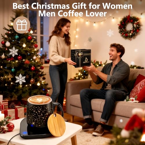 Image of Tsmsv Coffee Cup Warmer with Mug Set: 2026 Upgraded Gifts for Christmas, Black