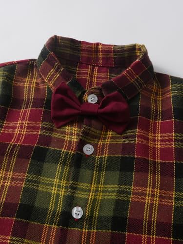 Image of Boarnseorl Baby Boys Pants Sets, Infant Long Sleeve Shirt + Pants + Bow Tie + Suspenders Outfits