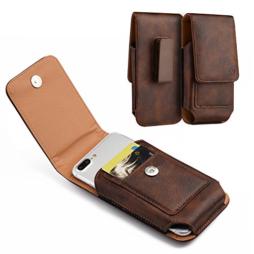 Brown Leather Belt Clip Holster Case w/ 2 Credit Cards Slot for Huawei Ascend XT2, Elate, Honor 6X, Honor 7X, Honor View10, P20 Pro, Honor Magic 2