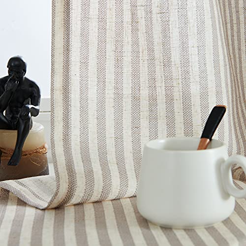Jinchan Linen Curtains For Living Room Grey Striped Curtains For Bedroom Ticking Stripe Pattern Curtains Light Filtering Pinstripe Window Treatment 2 Panels 84 Inches Long #TOP2