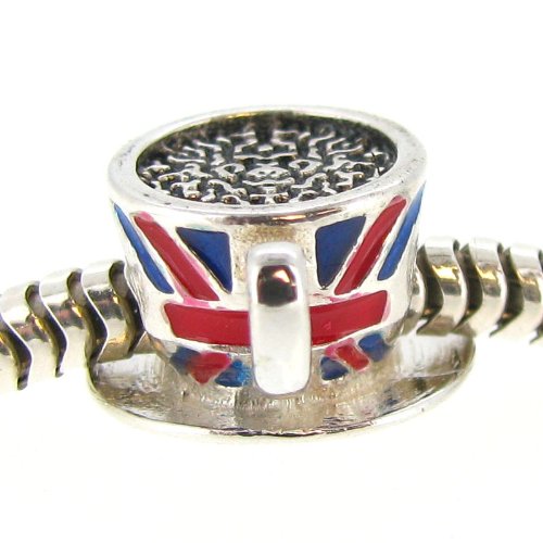 Queenberry Sterling Silver British Tea Cup Flag Enamel European Style Bead Charm #TOP2