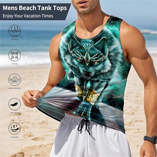 Cool Skull Mens Beach Tank Tops Novelty Graphic Quick Dry Sleeveless Shirt for Beach Workout S-4XL4