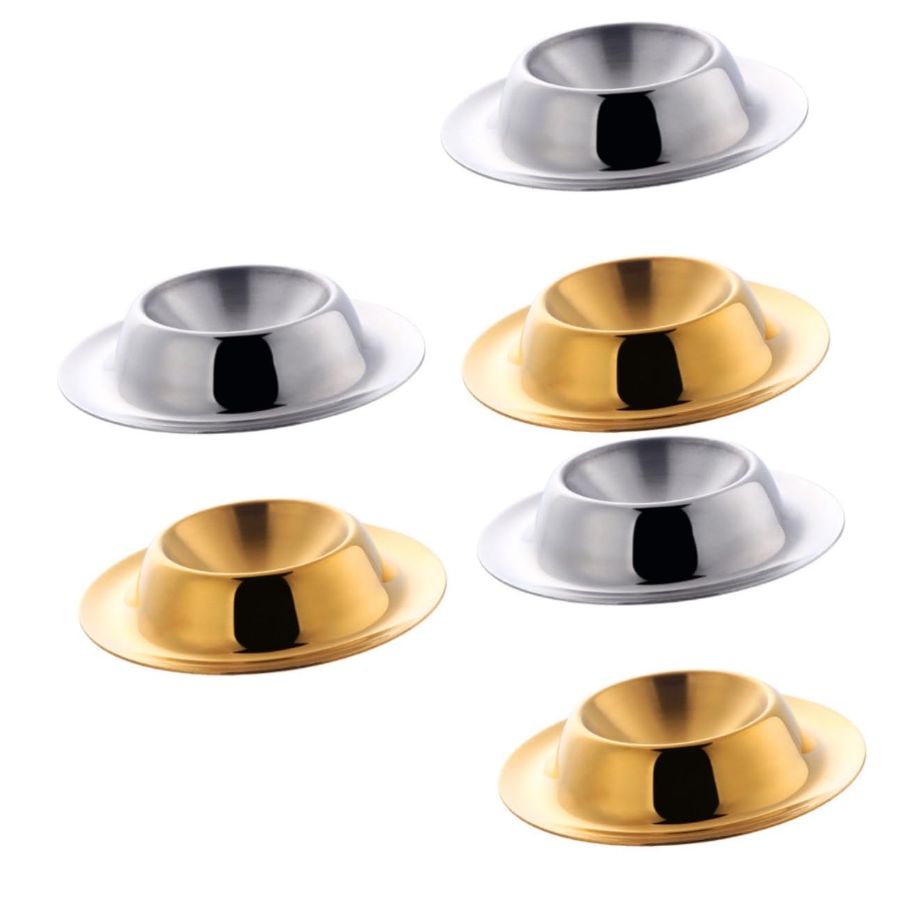 Ciieeo 3sets Egg Cup Holder Breakfast Egg Stand Home Kitchen Tray Stainless Steel Modern Style Easy to Clean 2pcs*3