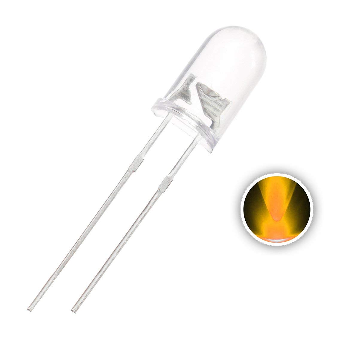 CentIoT - 5mm Transparent Round Ultra Bright through hole LED Light Emitting Diode - 100PCS (Yellow 15K Lumens)