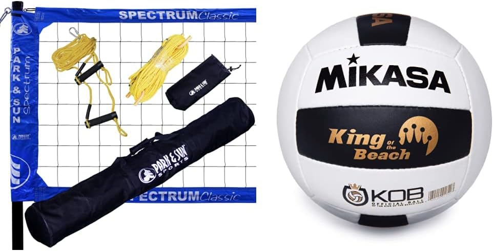 Park & Sun Spectrum Classic Volleyball Set & The Miramar® King of The Beach® Volleyball by Mikasa - The 2022 Official Tour Beach Volleyball Designed by Olympian and World Champion Sinjin Smith. : Sports & Outdoors