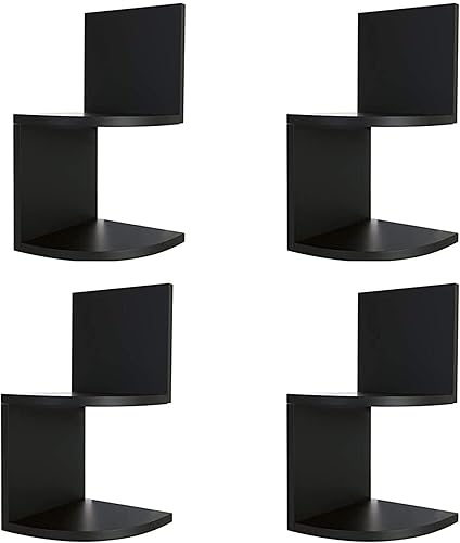 Conjunto de 2 estantes esquineros Nexxt Priva, Negro, Set de 4