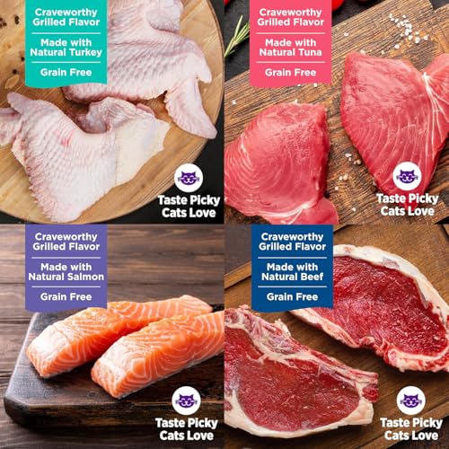 Wellness Complete Health Canned Wet Cat Food Natural, Protein-Rich Cat Food Grilled Cuts in Sauce- 12 Pack Cans Variety 4 Flavor - (Chicken,Beef, Tuna & Turkey Entrée Recipe) 3 Ounce Cans - image 4