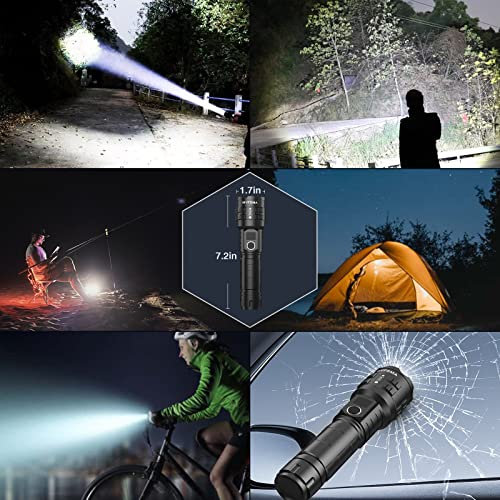 Myfsma Led Brightest Flashlights High Lumens Rechargeable, Super Bright 100000 Lumens Powerful Xph70.2, High Powered Handheld Tactical Flash Lights For Camping Emergency And Outdoor Activity #TOP5