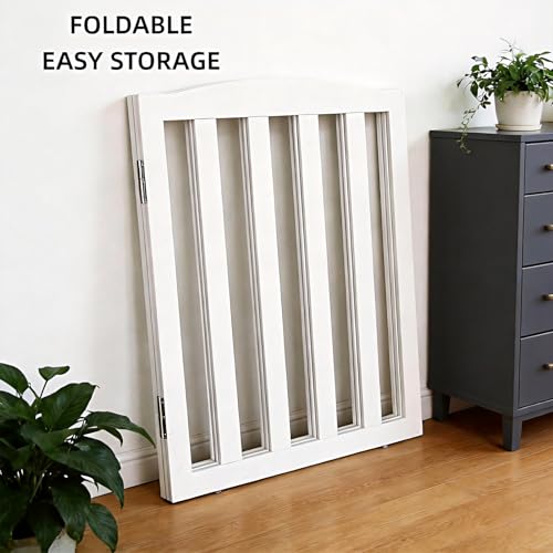 SFJC Freestanding Dog Gate Indoor,Doggie Gate Foldable Dog Gates for Doorways,Stairs or Hallways, Wooden White Pet Gate for The House, Pet Fence with Support Feet Included,24 "Height-3 Panels by SFJC - Used condition - Image 8