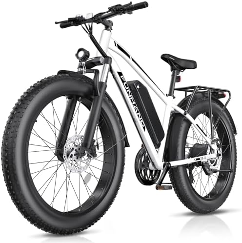 Funhang Electric Bike for Adults, Peak 1000W Ebike, 25MPH 60Miles Electric Mountain Bike, 26" Fat Tire Electric Bicycle with 48V 13AH Battery, Rear Rack, Front Suspension, 7 Speed, UL 2849 Certified
