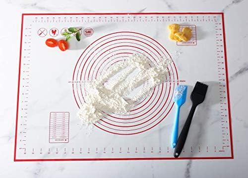 KeepingcooX® Extra Large Silicone Baking Mat Pastry Rolling Mat Non-Stick with Measurements Scraper Gift Reusable Flexible Easy to Clean BPA Free for Fondant Pizza Breads 50X70cm