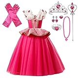 Lito Angels Disfraz de Bella Durmiente Vestido de Princesa Aurora con Accesorios para Niñas Talla 5-6 Años Rosa Fuerte