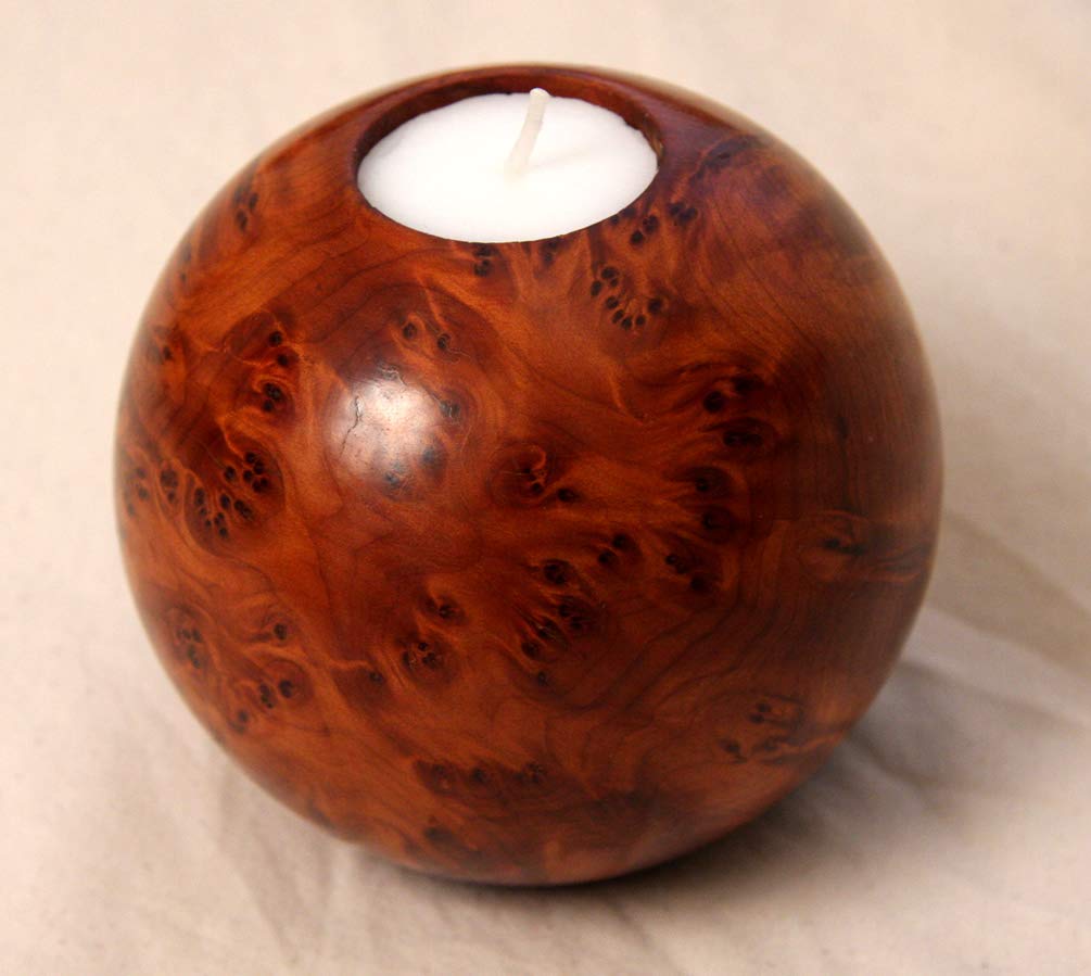 Thuya Wood Large Sphere Candle or Tealight Holder