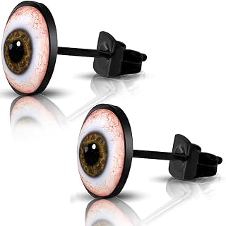 SIISPRI 316L Surgical Stainless Steel Evil Eye Earrings Round Circle Button Stud Post Earrings 10MM