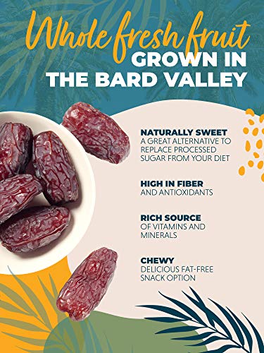 Natural Delights Organic Medjool Dates – Large & Plump USDA Certified , Non-GMO Verified, Good Source of Fiber, Naturally Sweet Fruit Snack, Perfect for On-the-Go - Whole Medjool Dates Organic, 1 lb oz Container