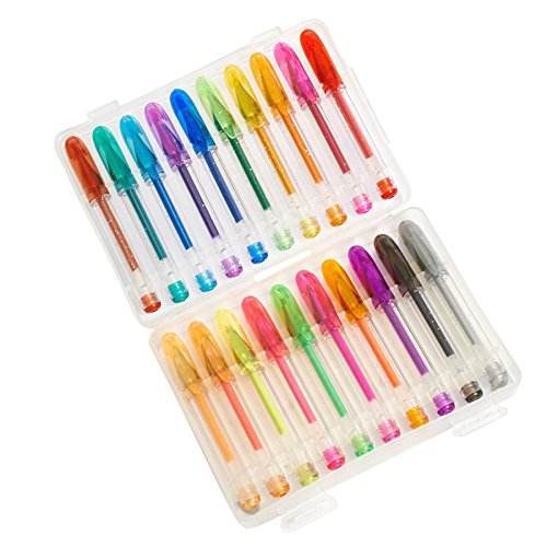 Gel Pens For Kids - Mini 20 Glitter Colored Gel Pens With Maxi Ink & Carry Case Ideal For Party Favors, School Bags, Home Learning & Perfect For Kids Art And Instant Inspiration #TOP3