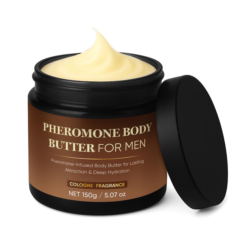 Pheromone Body Butter, Cologne Body Cream for Men with Shea & Cocoa Butter, Coconut Oil,Non-Greasy, Alcohol-Free, Vegan, Moisturizing Formula with Long-Lasting Fragrance | 5oz