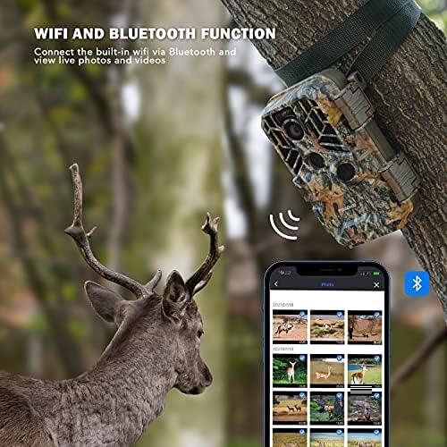 usogood 4K/30fps Wildlife Camera WiFi Bluetooth 30MP Trail Camera with Night Vision Motion Activated Game Camera Trap 940nm IR LEDs IP66 for Wild/Garden Outdoor Scouting