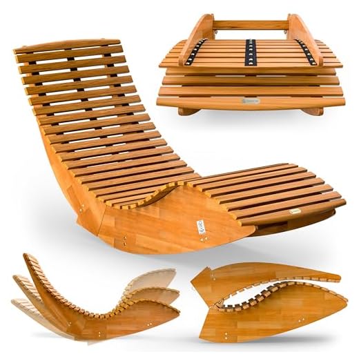 CASARIA® JAVA Rocking Wooden Sunlounger 155x60x93cm | FSC®-Certified Acacia Wood Weatherproof Outdoor Garden Furniture | Foldable Ergonomic Rocker Chair Brown | 160kg Capacity Sun Lounger Chair