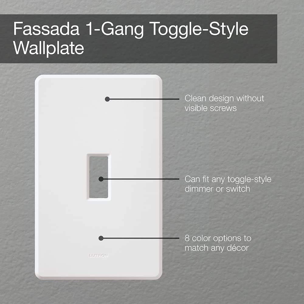 Lutron Fassada 1 Gang Wallplate for Toggle-Style Dimmer and Switches, FG-1-AL, Almond (1-Pack)
